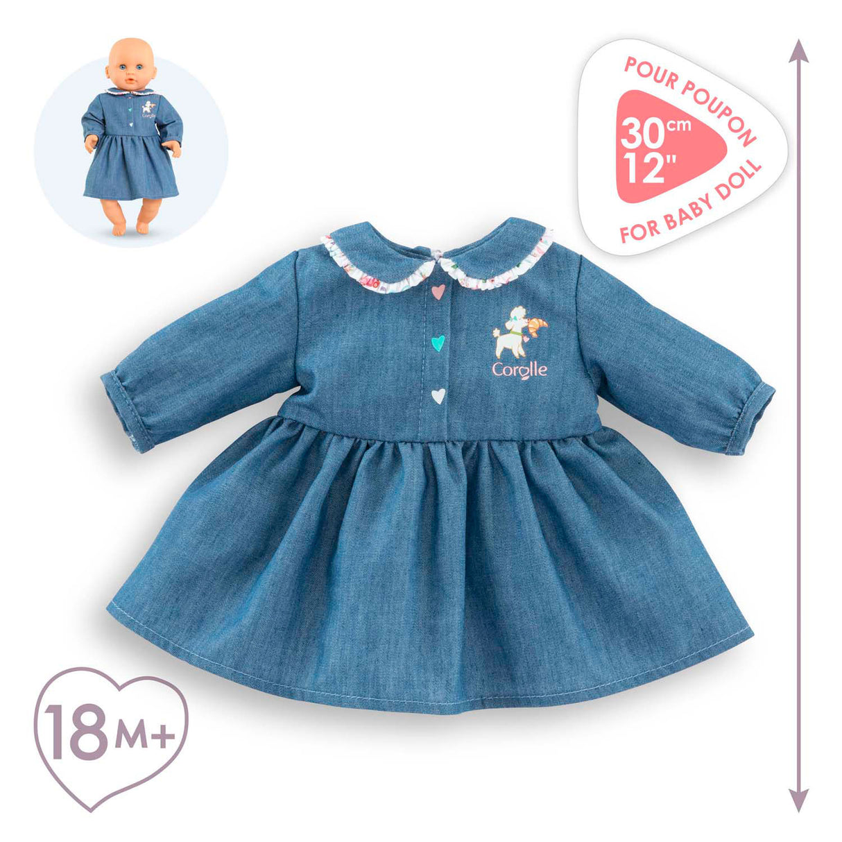 Corolle kjole til babydukke, 30 cm