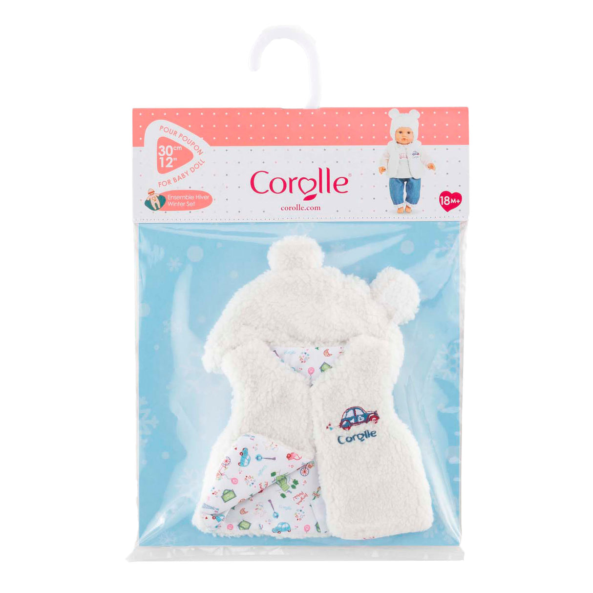 Corolle vintersæt babydukketøj hvidt 30cm - dukketøj.