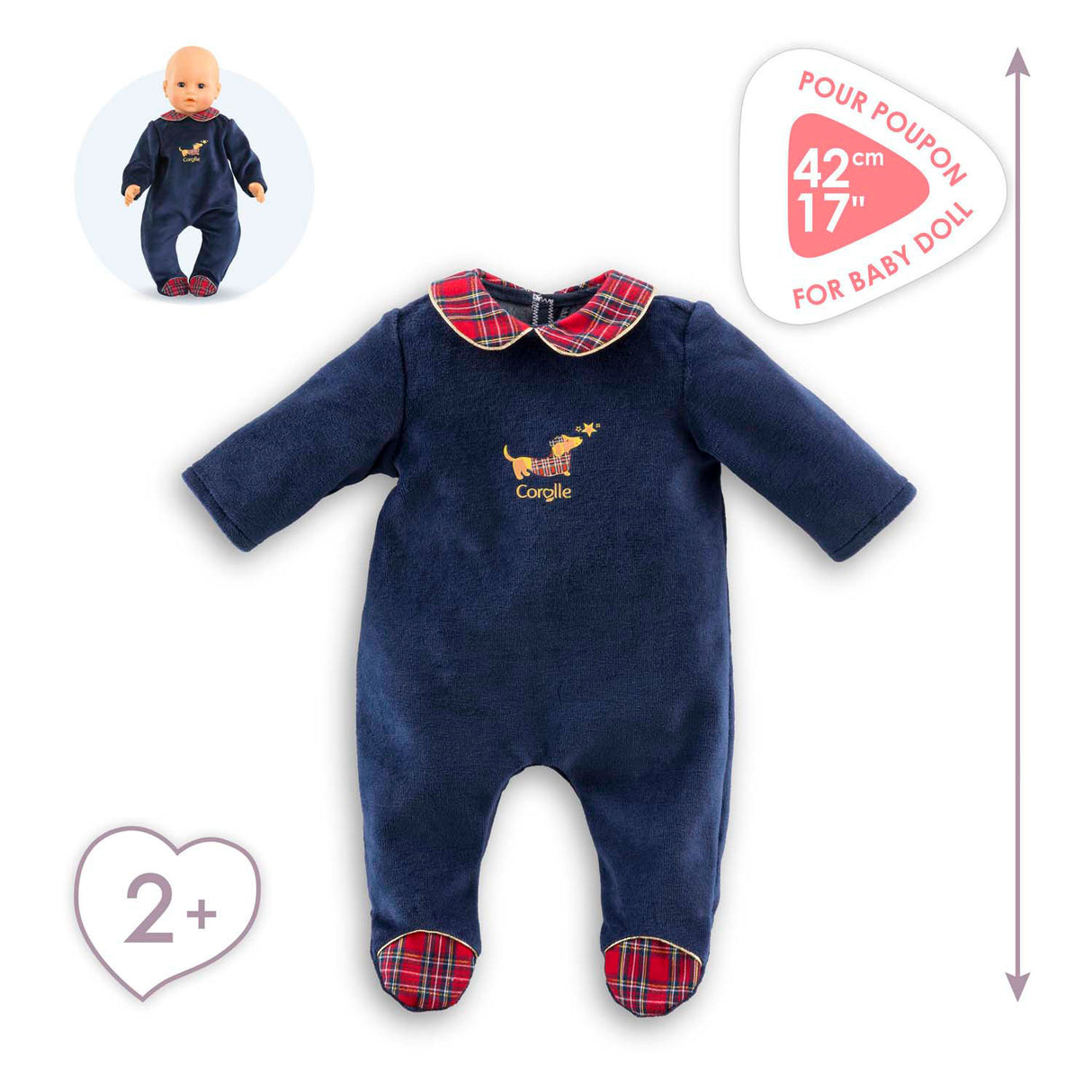 Corolle dukke pyjamas - marineblå - dukketøj 42cm.