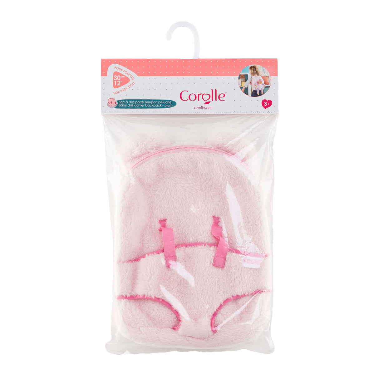 Corolle dukkebærende rygsæk pink plys 30 cm babydukke tilbehør.