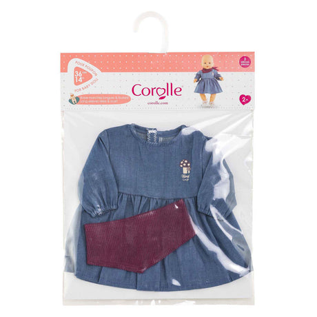 Corolle dukke jeans kjole med tørklæde - baby dukke tøj 36cm denim.