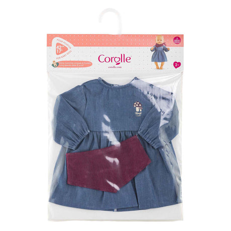 Corolle dukkekjole jeans med tørklæde til babydukke 42cm - dukketøj.