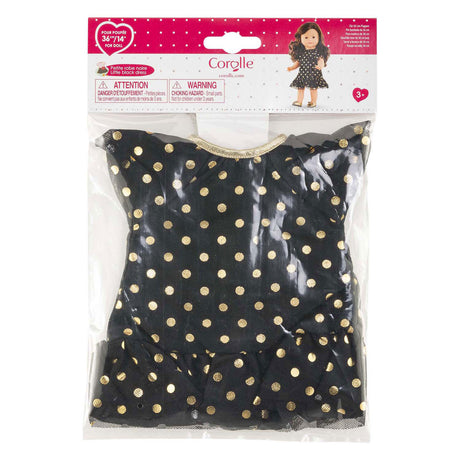 Corolle ma sort dukkekjole med guldprikker - 36cm