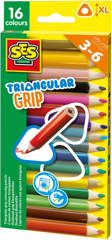 Ses creative ses triangle grip farveblyanter, 16 stk.