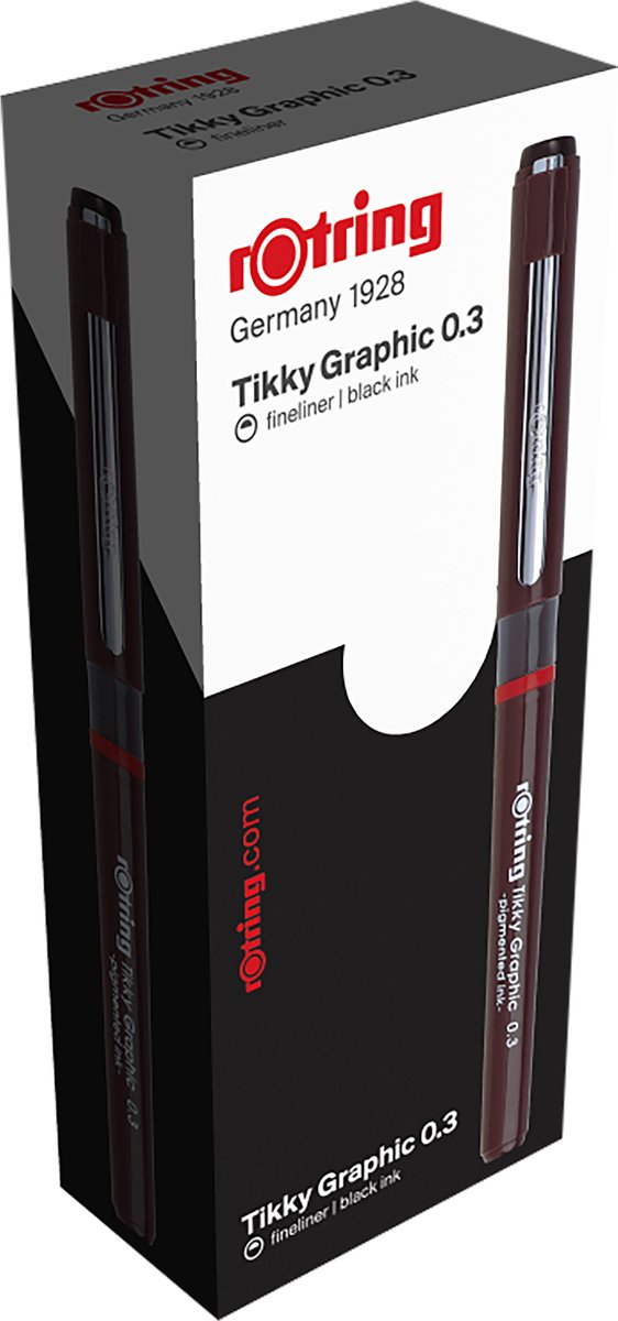 Rotring tikky grafisk fineliner | sort blæk | 0,3 mm | 12 stk