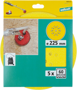 Wolfcraft selvklæbende slibeskiver | korund | k60 | ø225mm | 5 stk - 5632000