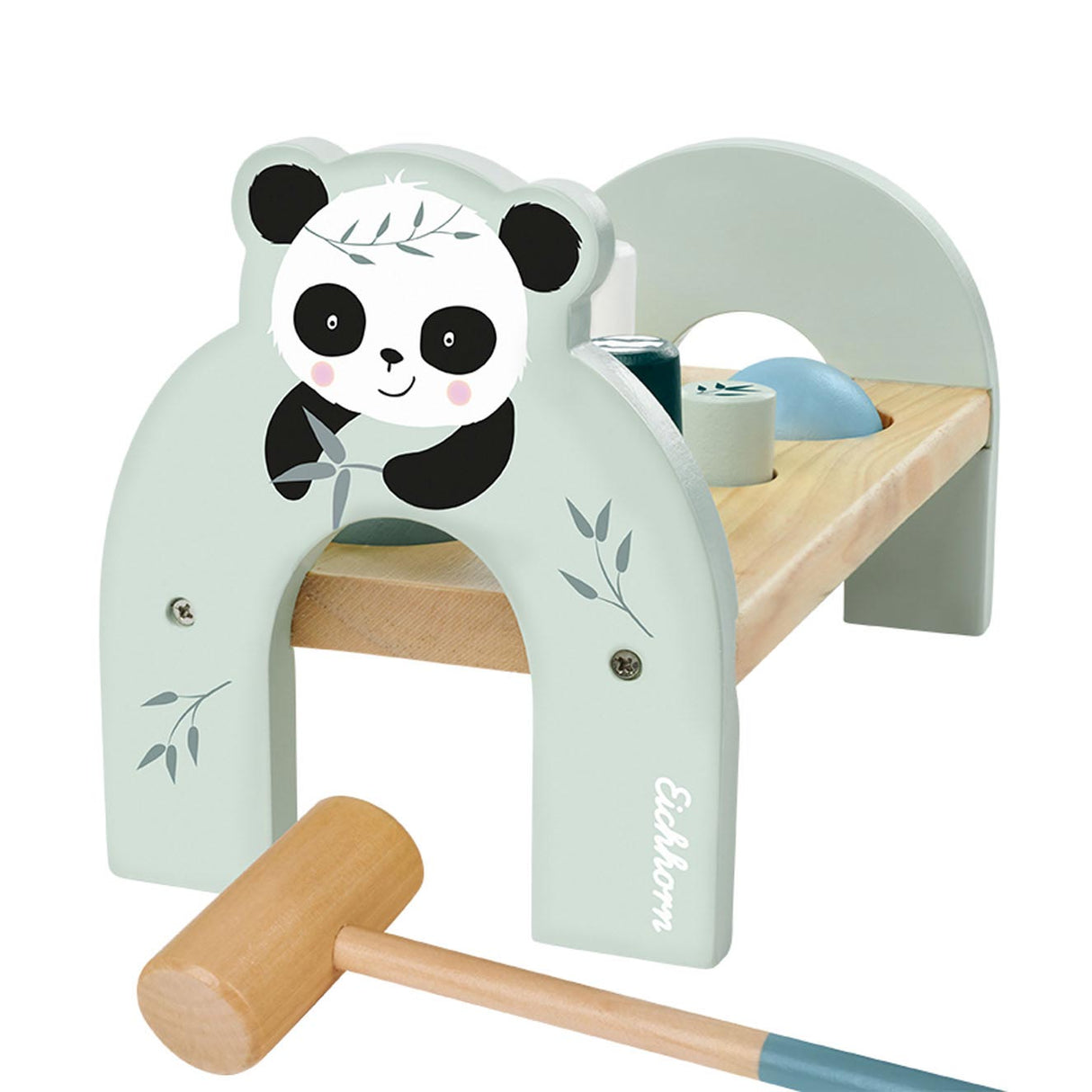 Eichhorn trælegetøj hammer bænk panda - pædagogisk børnelegetøj.
