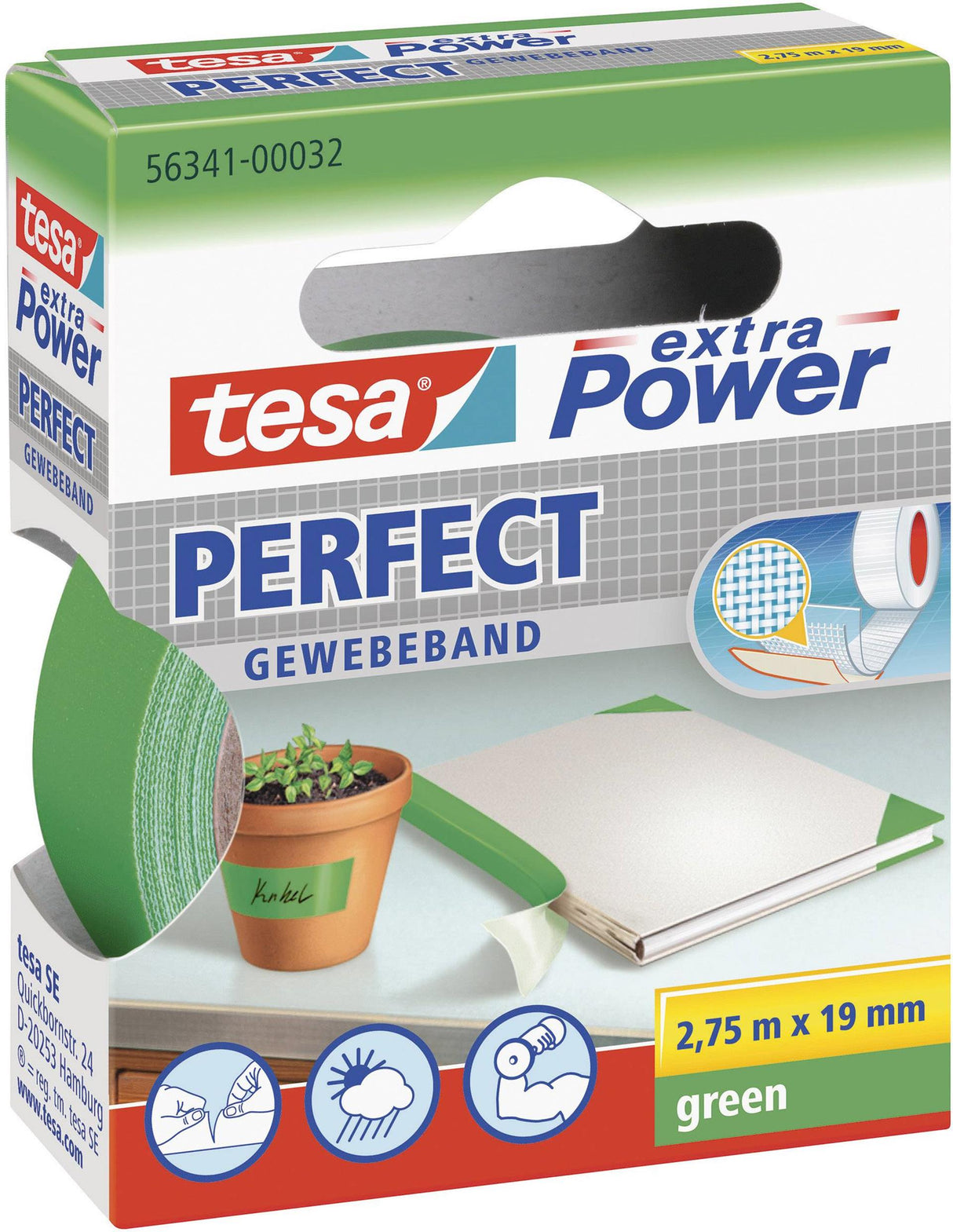 Tesa tape 2,75m x19mm grøn