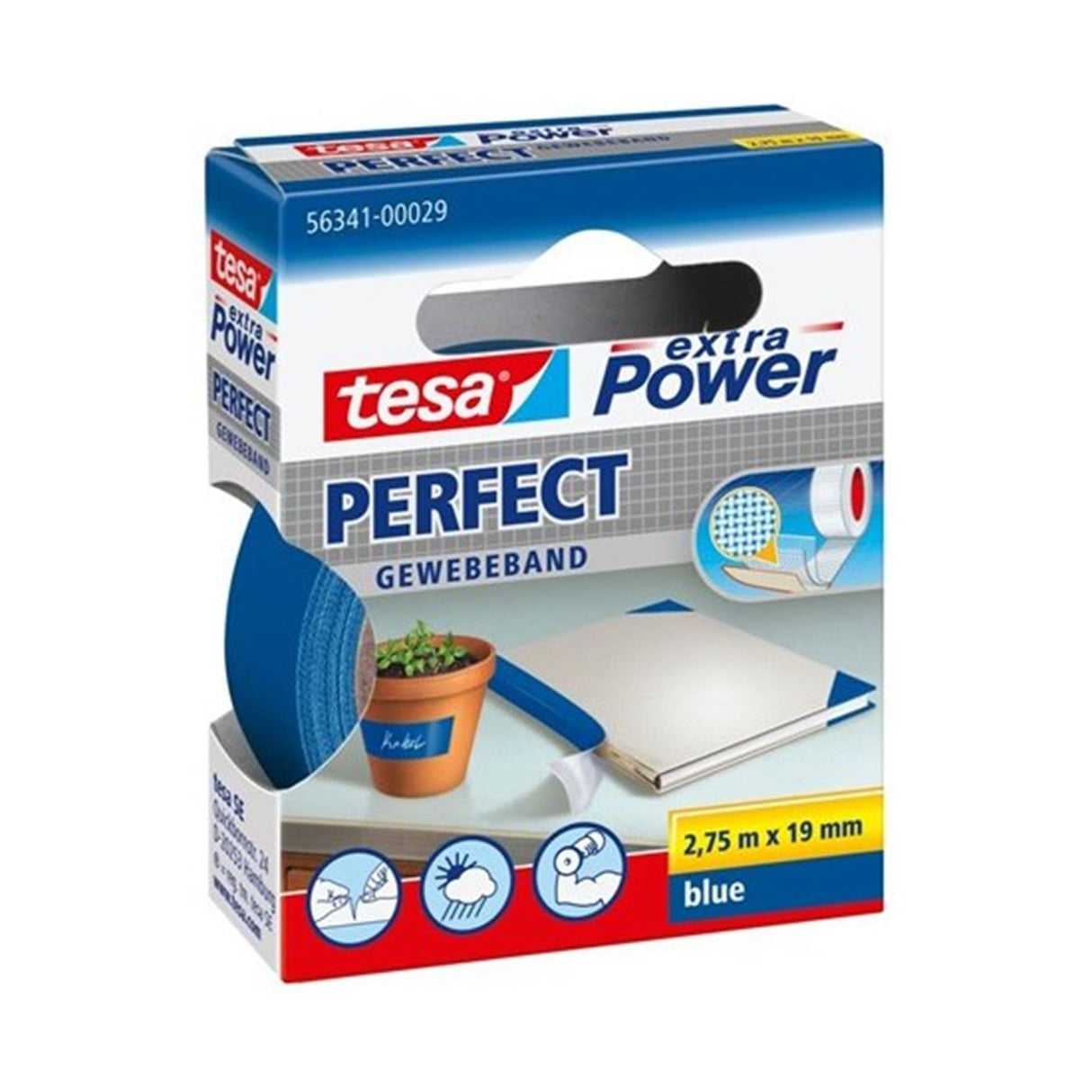 Tesa perfect 56341-00029-03 tekstiltape ekstra kraft blå (L x B) 2,75 m x 19 mm 1 stk.