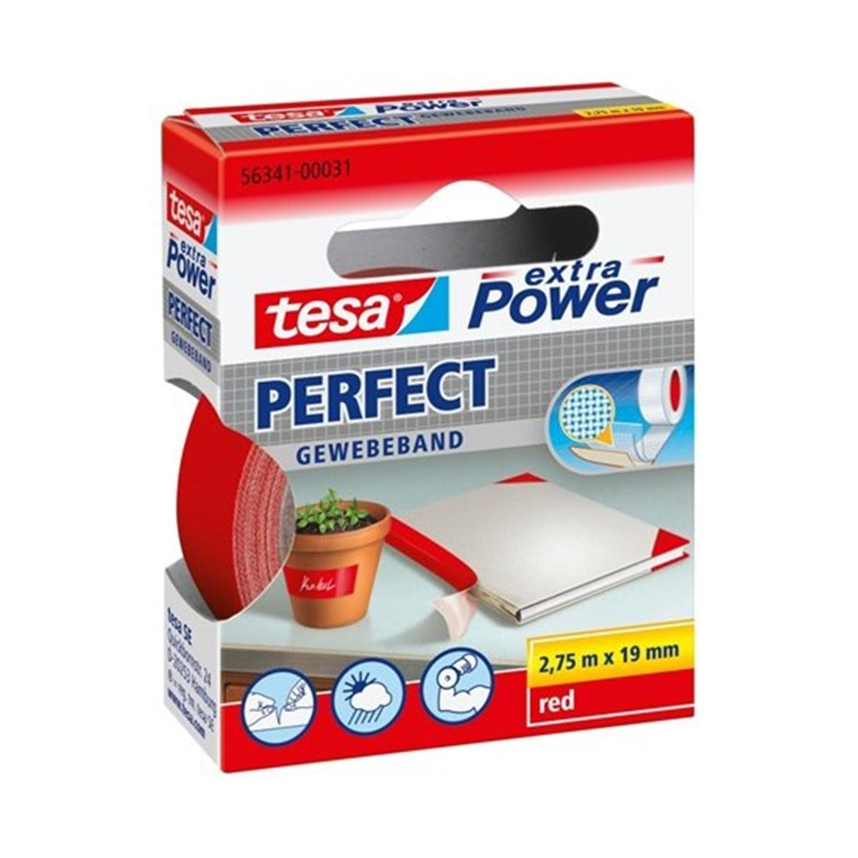Tesa ekstra kraft perfekt rød