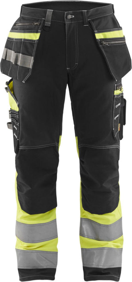 Blåkläder blaklader high vis arbejdsbukser med stretch 1794-1370 - sort high vis gul - c52
