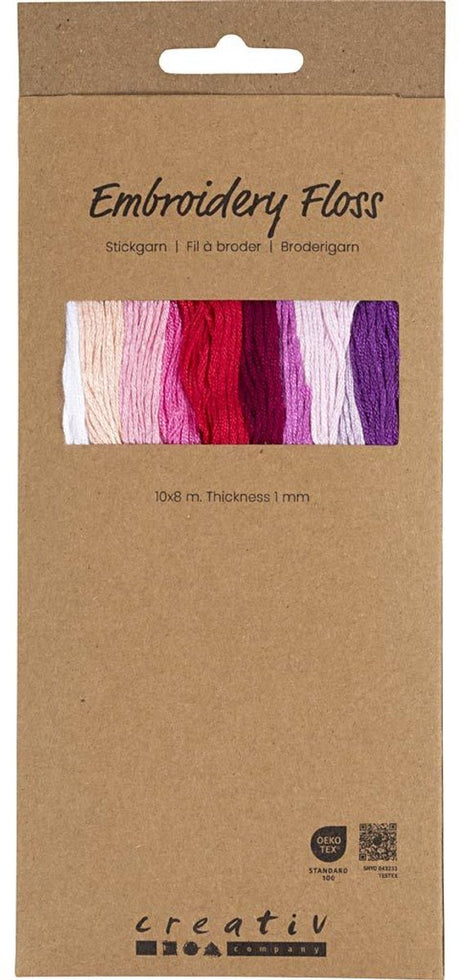 Creativ company broderitråd, tykkelse 1 mm, lilla pink harmoni, 10x8 m 1 æske