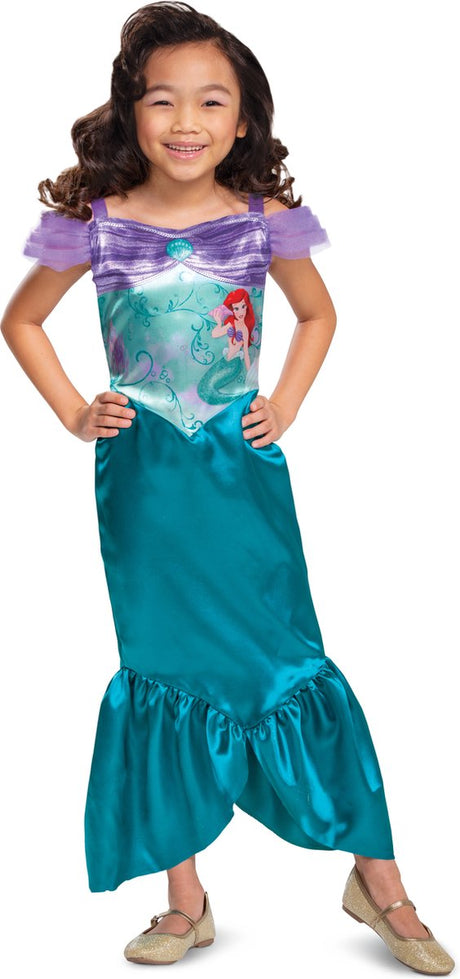 Forklædning disney prinsesse - den lille havfrue, den lille havfrue ariel, størrelse m (7-8 år), piger