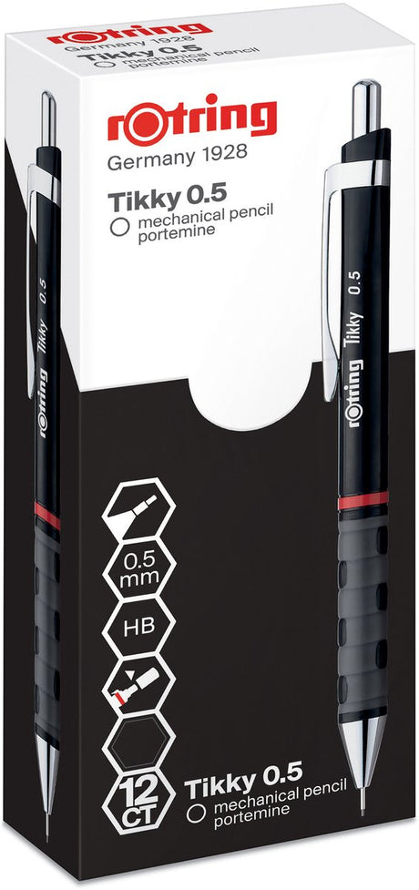 Rotring tikky mekanisk blyant | hb | 0,50 mm | sort bolig | 12 stk