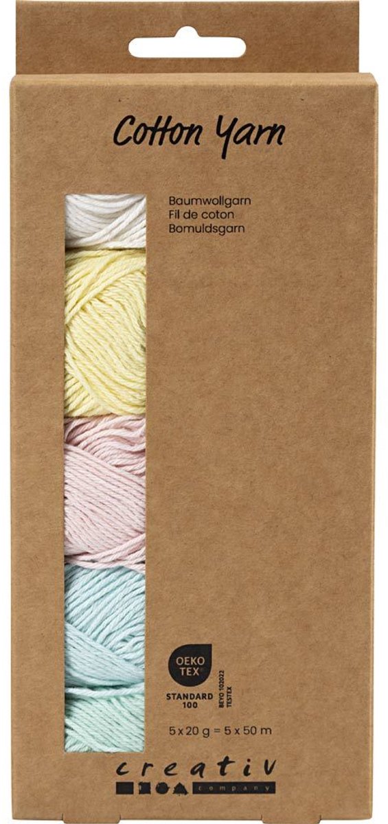 Creativ virksomhed https: www.cchobby.nl bomuldsgarn-størrelse-8-4-l-5x50-m-pastelfarver-5x20-gr-1-doos