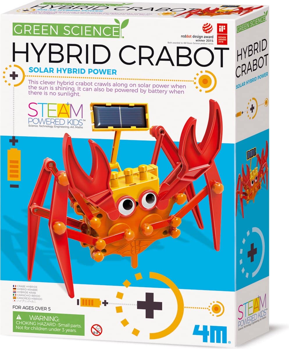 4m videnskab og spil - byg din egen hybridkrabberobot - kidzlabs - grøn videnskab - 5 år