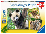 Ravensburger puslespil panda, tiger og løve - puslespil - 3x49 brikker
