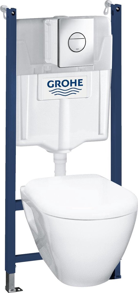 Grohe quickfix solido compact 4-i-1 sæt til væghængt toilet - inkl. vægmonteret toilet, vægmonteringssæt, styreplade - soft-close sæde