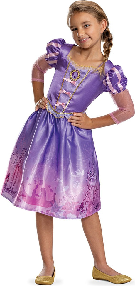 Forklædning disney prinsesse - sammenfiltret, rapunzel kjole historiebog klassisk, størrelse xs (3t-4t år), piger