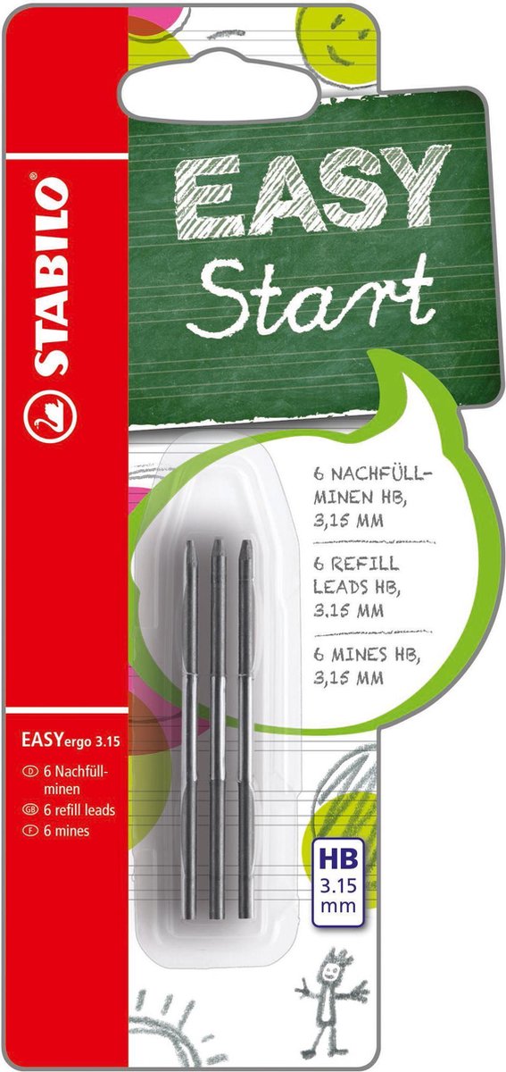 Stabilo easyergo 3.15 refills hb - 6 stk.
