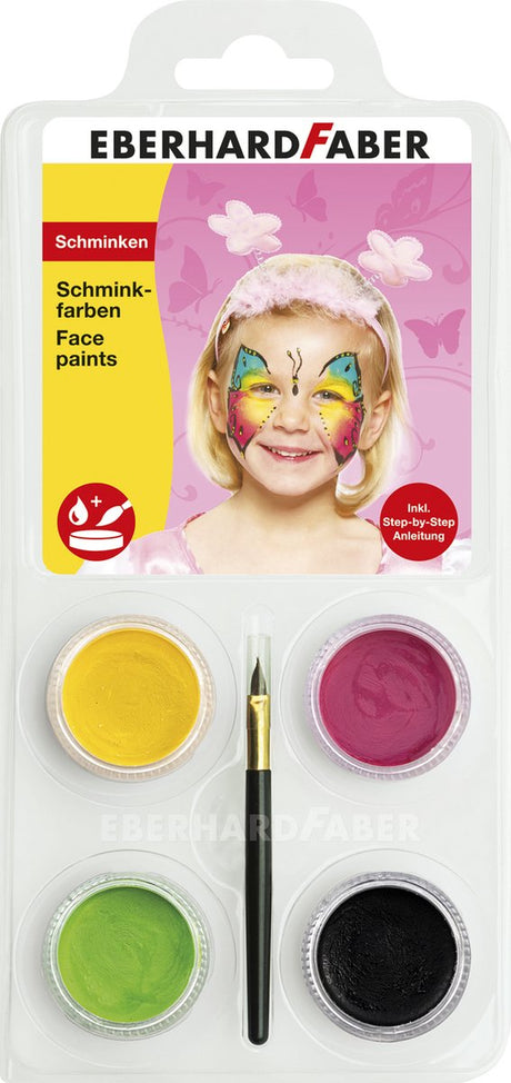 Eberhard faber ansigtsmaling sæt - sommerfugl - gul, pink, grøn, sort - ef-579022