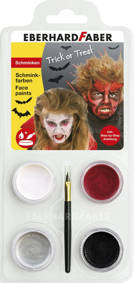 Eberhard faber ansigtsmaling sæt - dracula devil - hvid, rød, sølv, sort - ef-579028