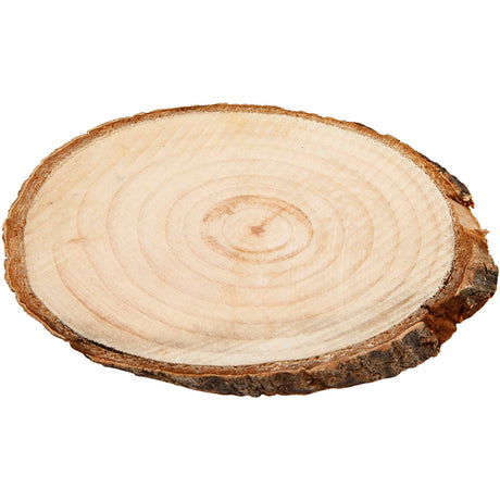 Creativ company træskive med bark, størrelse 9,5x6 cm, tykkelse 6 mm, 12 stk. 1 æske
