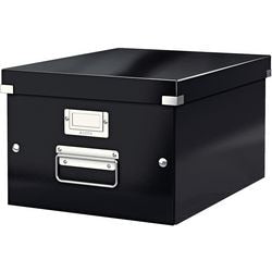 Leitz wow click store middelgrote kartonnen opbergdoos - 85% gerecycled karton - 28.1 x 37 cm (bxd) - voor a4 formaten - ideaal voor kantoor en thuiswerken - zwart
