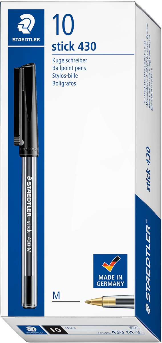Staedtler kuglepen 430 medium sort pr. 10 stk