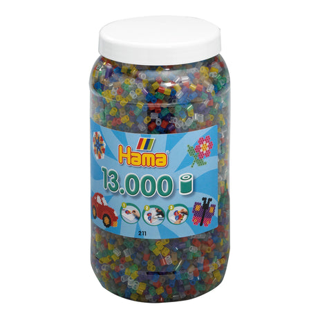 Hama midi strygeperler i gryde - gennemsigtig blanding (053), 13.000 stk.