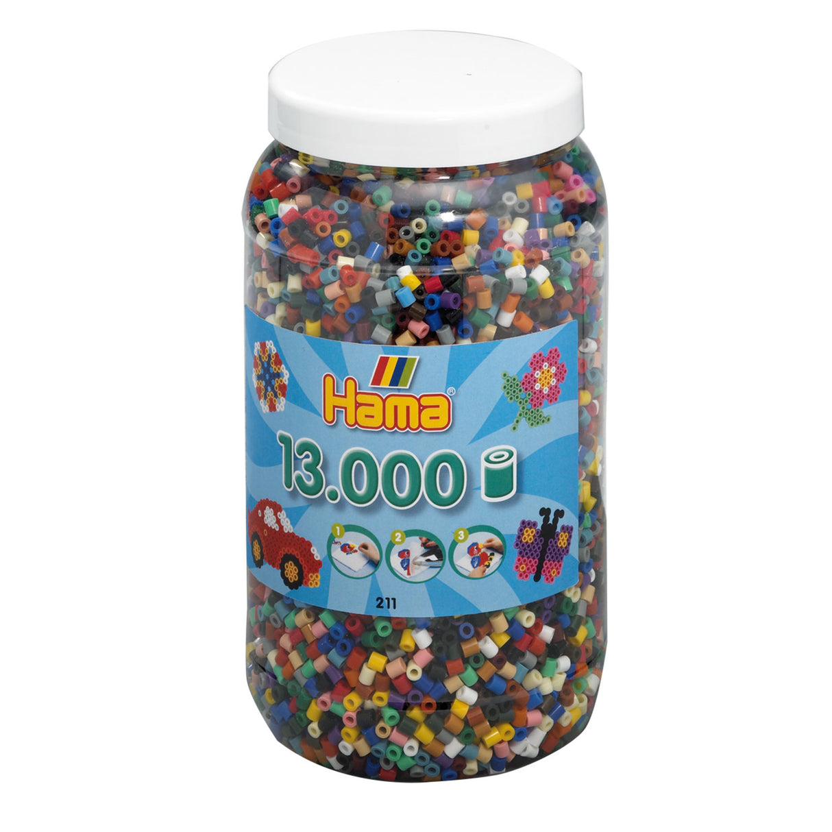 Hama midi strygeperler i gryde - mix (067), 13.000 stk.
