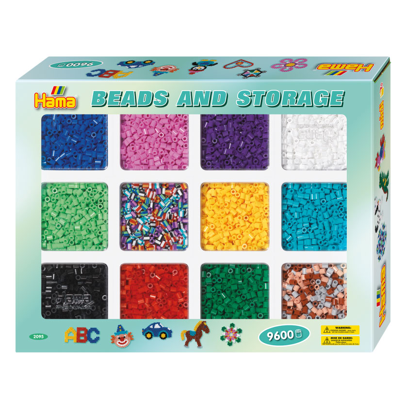 Hama stryge perler i sorteringsbakke, 9600st.