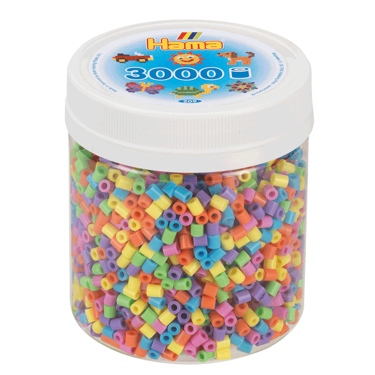 Hama midi strygeperler i krukke - pastelblanding (50), 3000 stk.