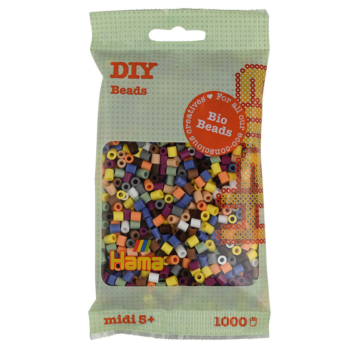 Hama midi bio strygeperler - pastelblanding (197), 1000 stk.