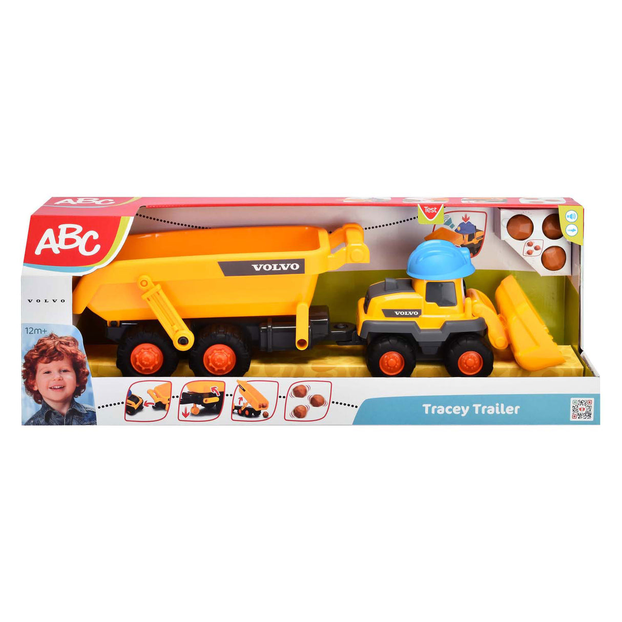 Dickie simba - abc - tracey trailer - gravemaskine - dumper - volvo - lys og lyd - fra 1 år