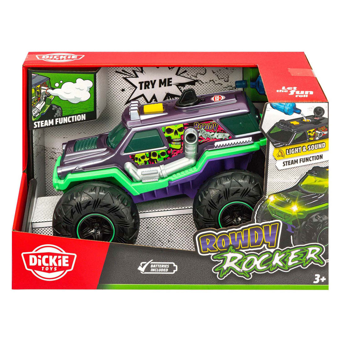 Dickie legetøj - model bil rowdy rocker - lys og lyd - 22cm