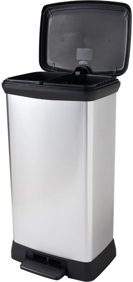 Curver decobin duo affaldsspand - 23l+23l - rektangulær - metallisk