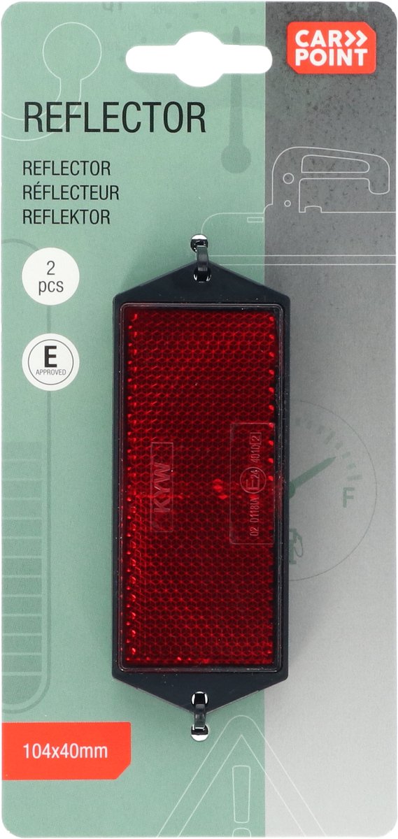 Carpoint reflector rood 104x40mm - 2 stuks