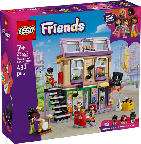 Lego friends musikbutik og boligbyggesæt til børn - 42653
