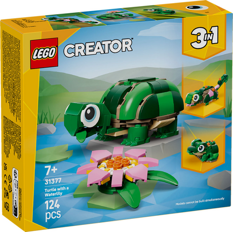 Lego ® creator 3-i-1 skildpadde med åkande - legetøjsmodel - omdannes til en kamæleon eller frø - 31377