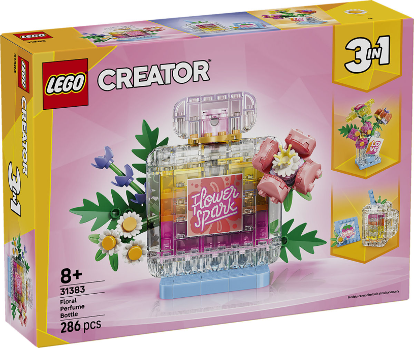 Lego creator 3i1 parfumeflaske med blomster legetøj til børn og børnehave dekoration 31383