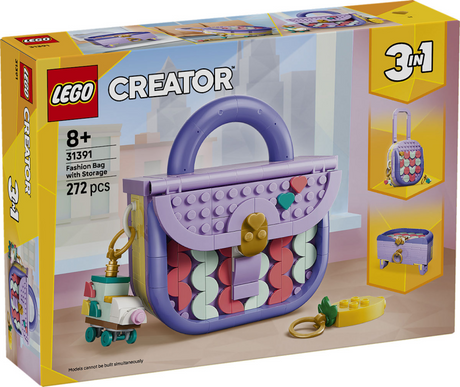 Lego creator 3i1 stilfuld taske med opbevaringsplads, kuffert og opbevaringsboks legetøj 31391