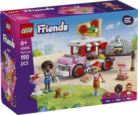 Lego friends pizza lastbil legetøj til børn fra 6 år og derover med 2 figurer 42694