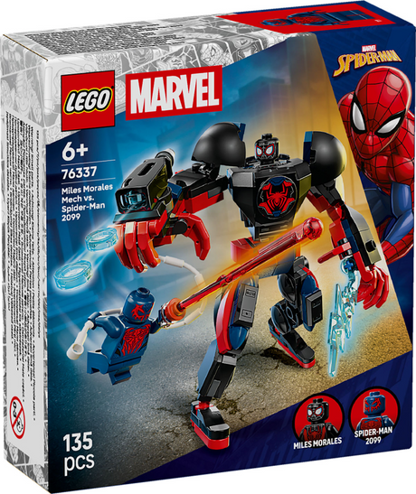 Lego marvel superhelte - miles morales mecha vs. spider-man 2099 byggelegetøj (76337)