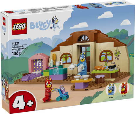 Lego blå skole med rustent og blåt legetøj til småbørn og førskolebørn 11221