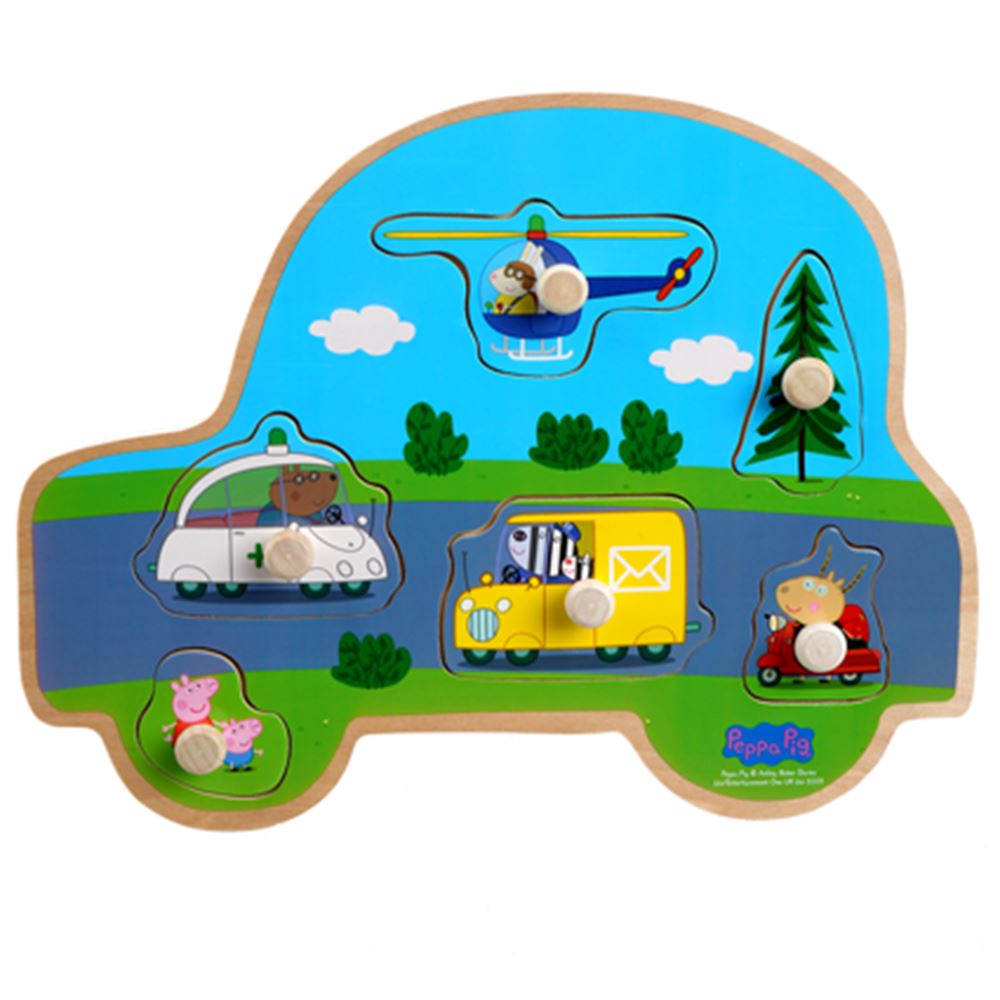 Peppa pig træknappuslespil. transportere. 3+