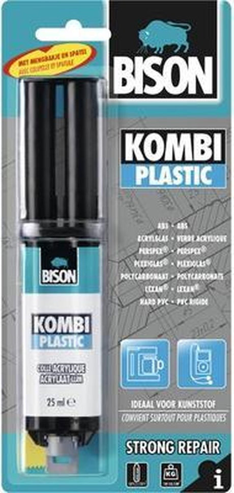 Bison kombi plastblister 25 ml, super stærk, fyld, 2-komponent lim, inklusive blandebænk og blandespatel, temperaturbestandig fra - 40°c til + 120°c