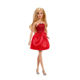 Barbie mattel modedukke til 80 års jubilæum – rubinrød kjole med sølvfarvede accenter