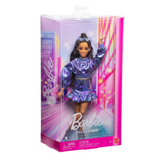 Barbie deluxe stil dukke - metallisk blå top og nederdel