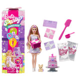 Barbie unboxing fest dyr fødselsdag - dukke med lilla highlights